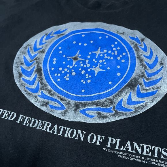 Vintage 90s Star Trek United Federation Of Planets T-Shirt XL Fade Single Stitch - Picture 2 of 7